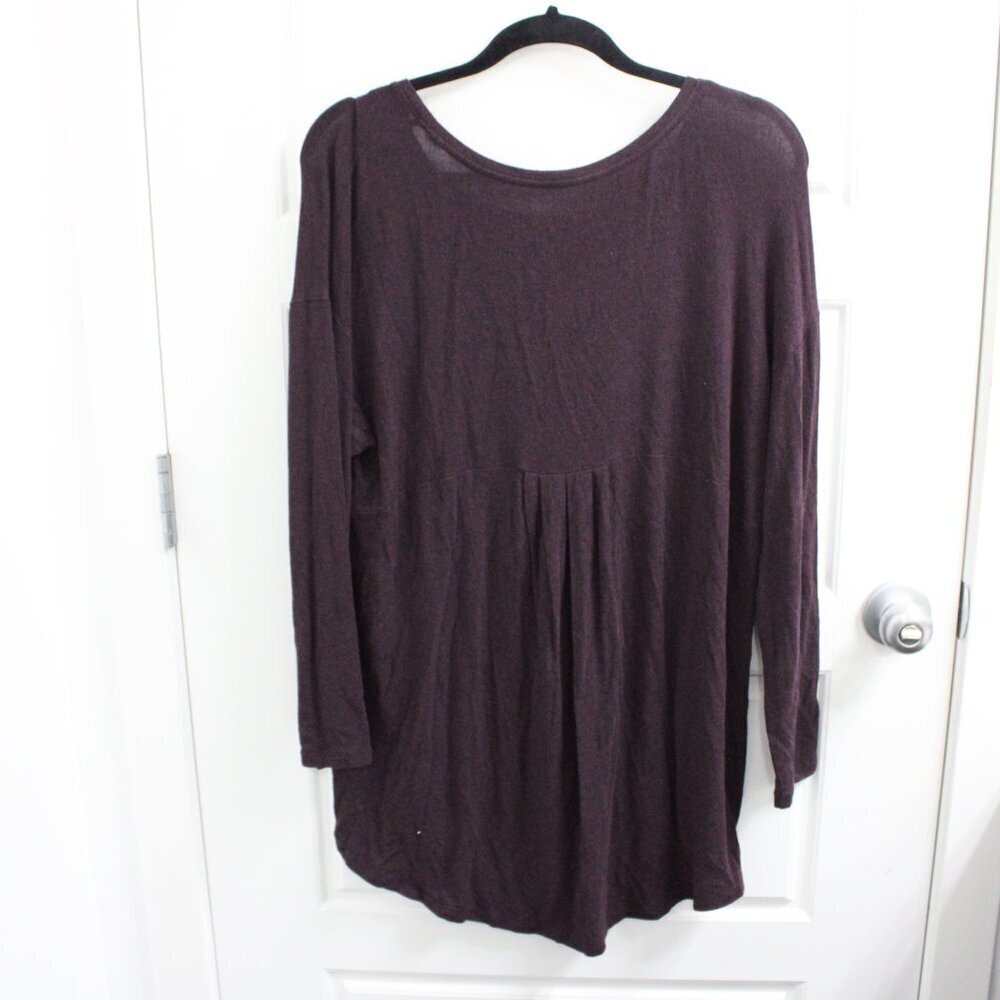 Eileen Fisher Size Medium Long Sleeve Scoop Neck Shirt Plum High Low‎ - Picture 4 of 4